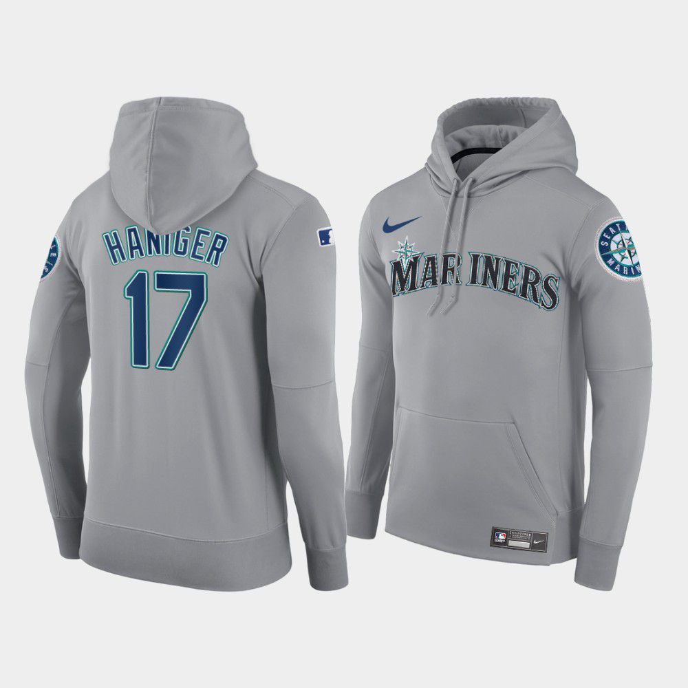 Men Seattle Mariners 17 Haniger gray road hoodie 2021 MLB Nike Jerseys